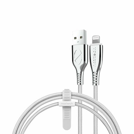 NAZTECH 6-Ft. Titanium USB to MFi Lightning Braided Cable White 15496